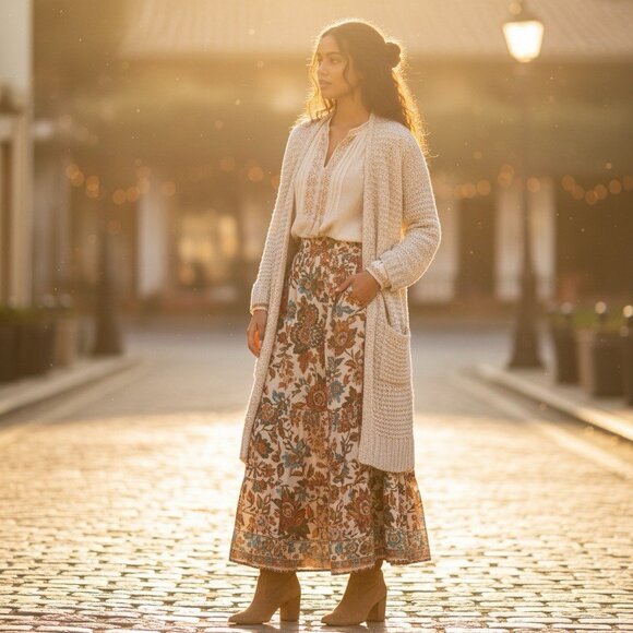 Massimo Dutti Eyelash Open Front Long Cream Womens Cardigan Sweater Size Medium - Picture 1 of 9